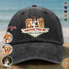 Custom Photo Protected By Dog Washed Denim Baseball Cap For Dog Lovers LM32 895103