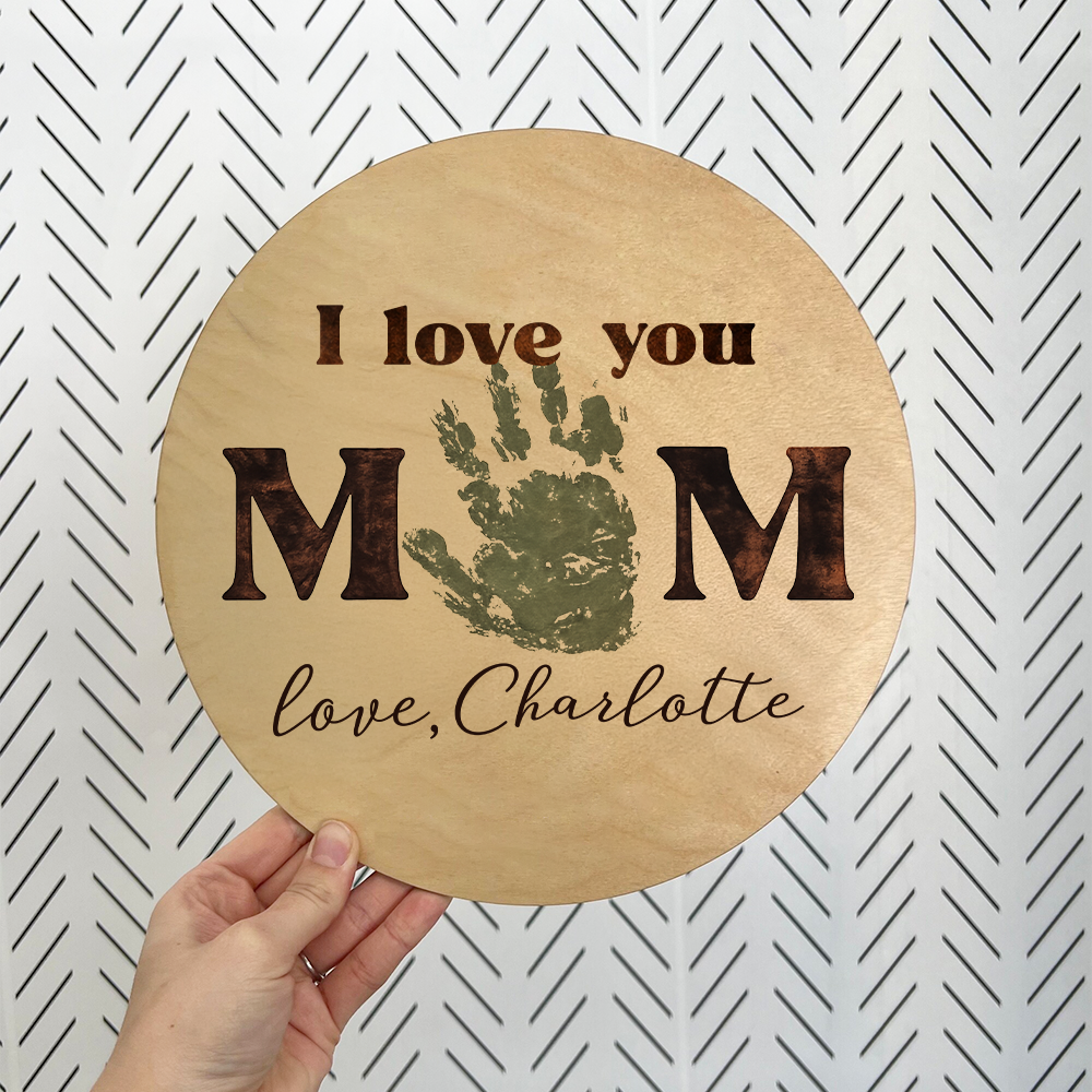Personalized Dad, Mom Handprint Keepsake Gift 2-Layered Wooden Plaque TH10 898763