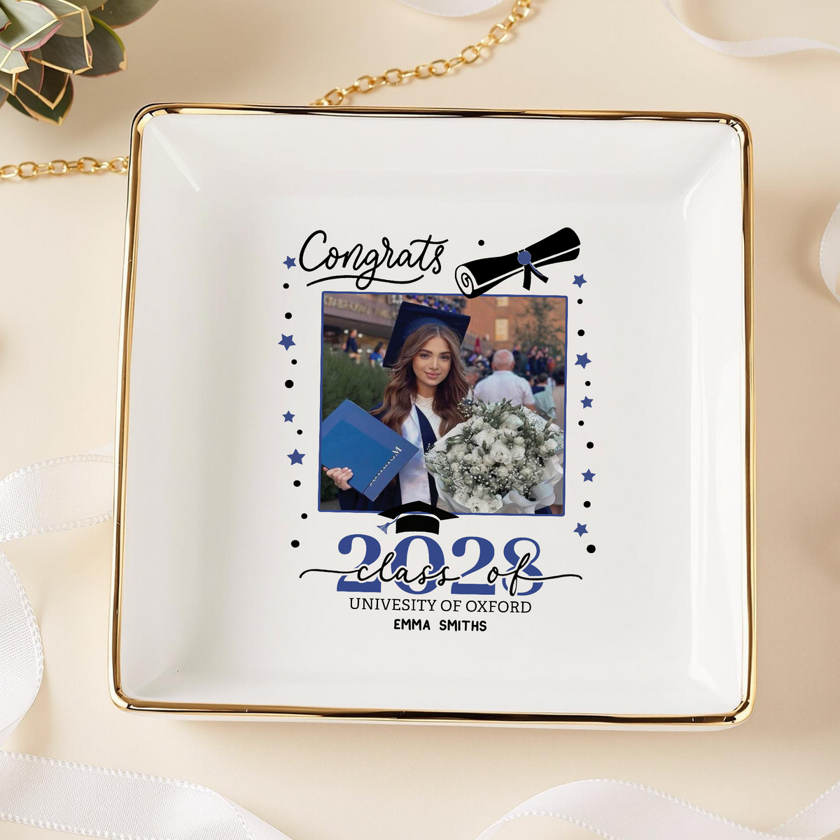 Personalized Congrats Class Of 2026 Graduation Photo Jewelry Dish HO82 901648