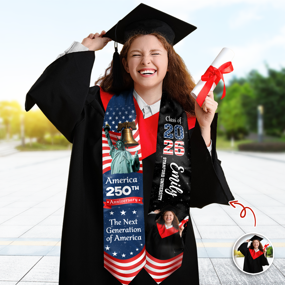 Custom Photo Graduation In America's 250th Anniversary Graduation Stoles CH07 910572