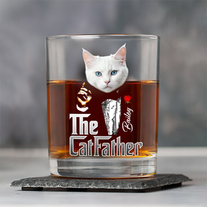 Custom Photo The Catfather Gentlemen Cat Whiskey Glass Personalized Gift For Dad HO82 893854