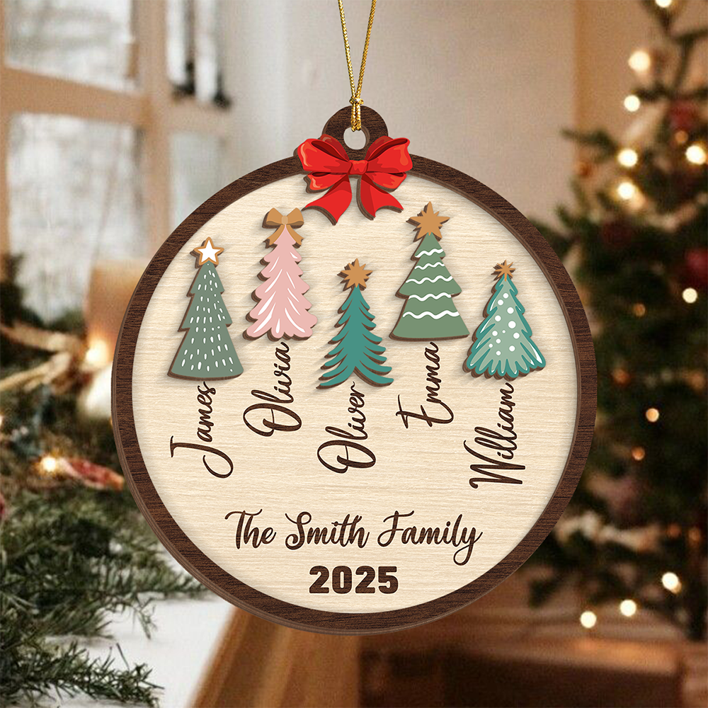 Custom Family Name Christmas Layer Wood Ornament Gift For Family HO82 900720