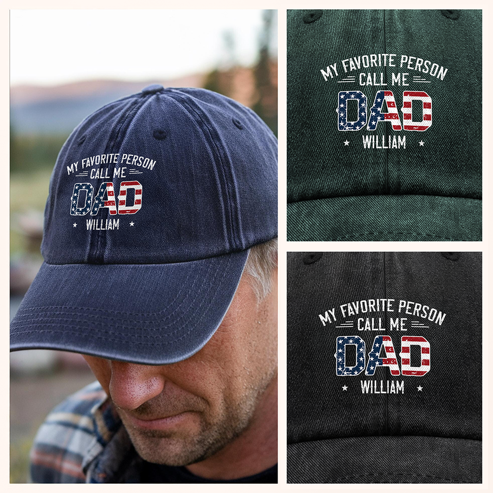 Custom Name My Favorite People Call Me Grandpa Washed Denim Baseball Cap TH10 169443