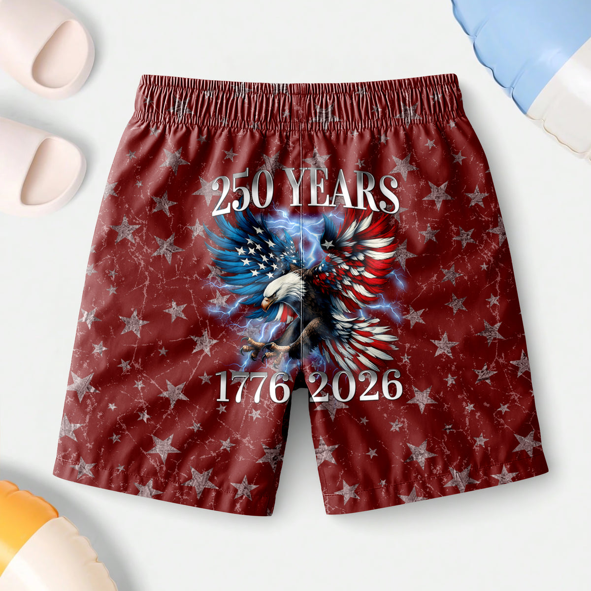 Personalized 250th Anniversary 1776–2026 Eagle Patriotic American Beach Short HA75 921046