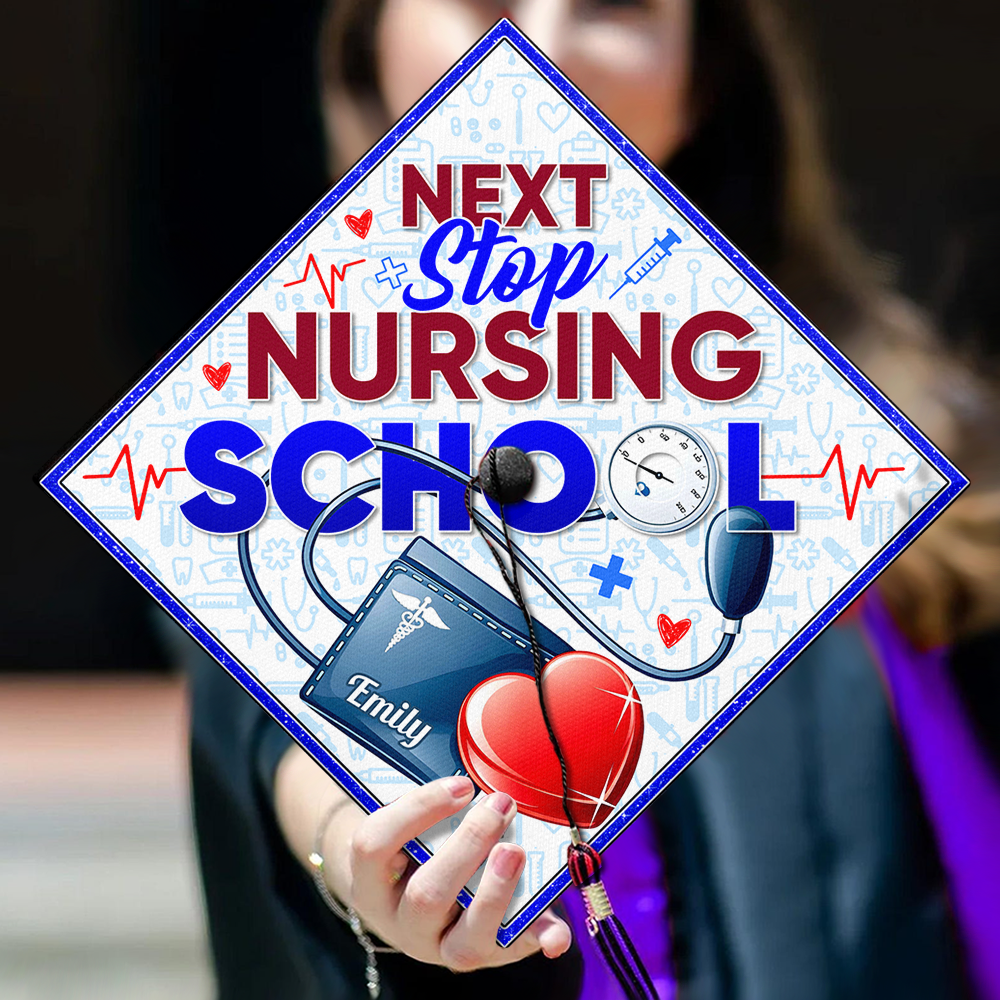 Custom Name Next Stop Nursing School Graduation Cap Topper LM32 899335