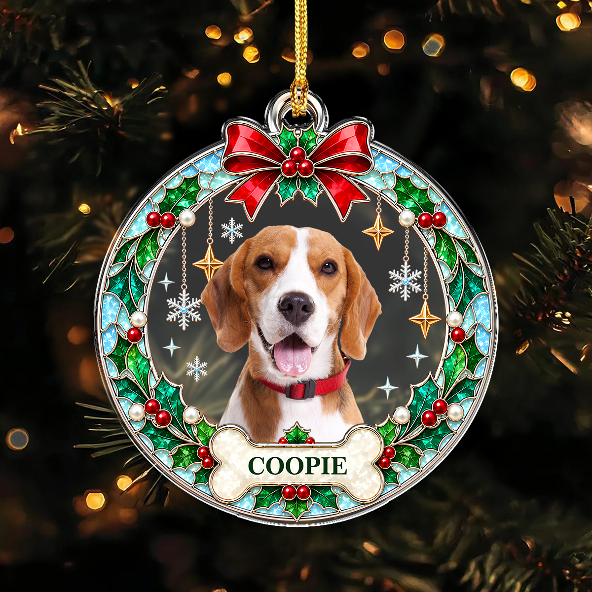 Custom Photo Dog Christmas Acrylic Ornament Gift For Dog Lovers HA75 919164