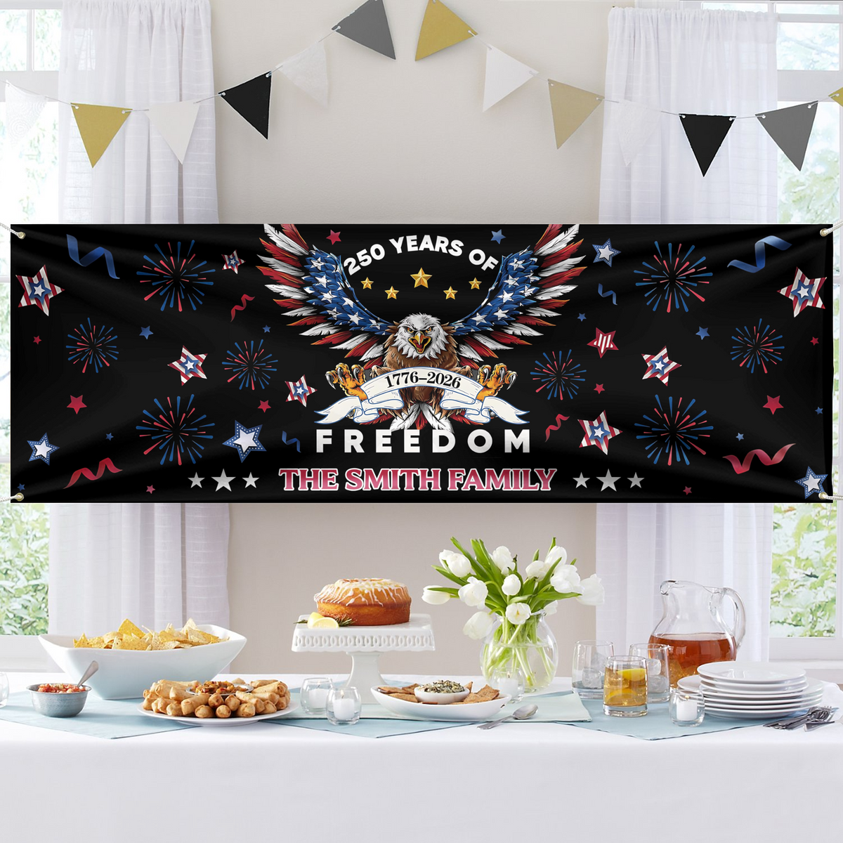 Personalized Family Name 250 Years Of Freedom America Banner HA75 920896