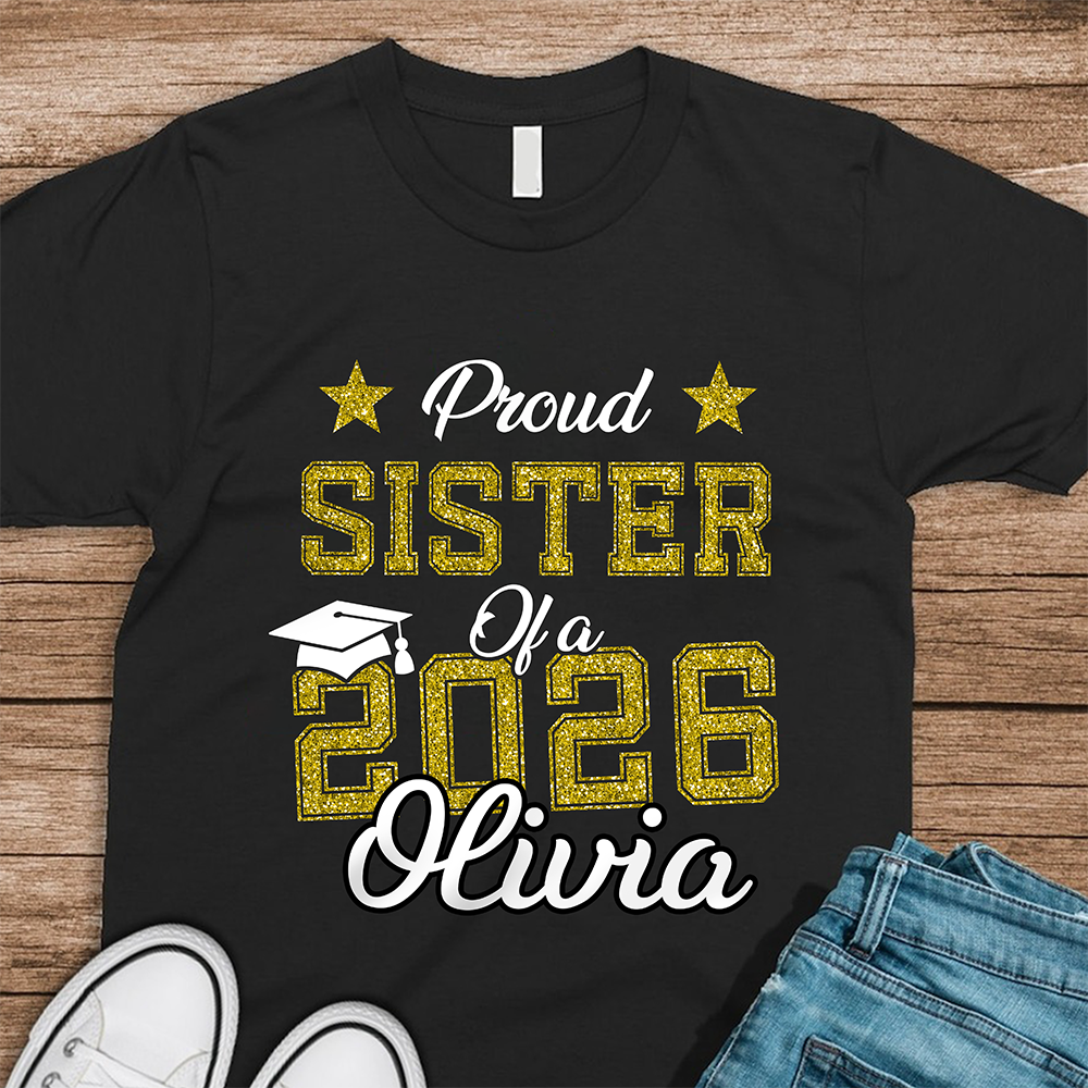 Personalized Proud Of You Class Of 2026 Glitter Graduation Dark Shirt HA75 920486
