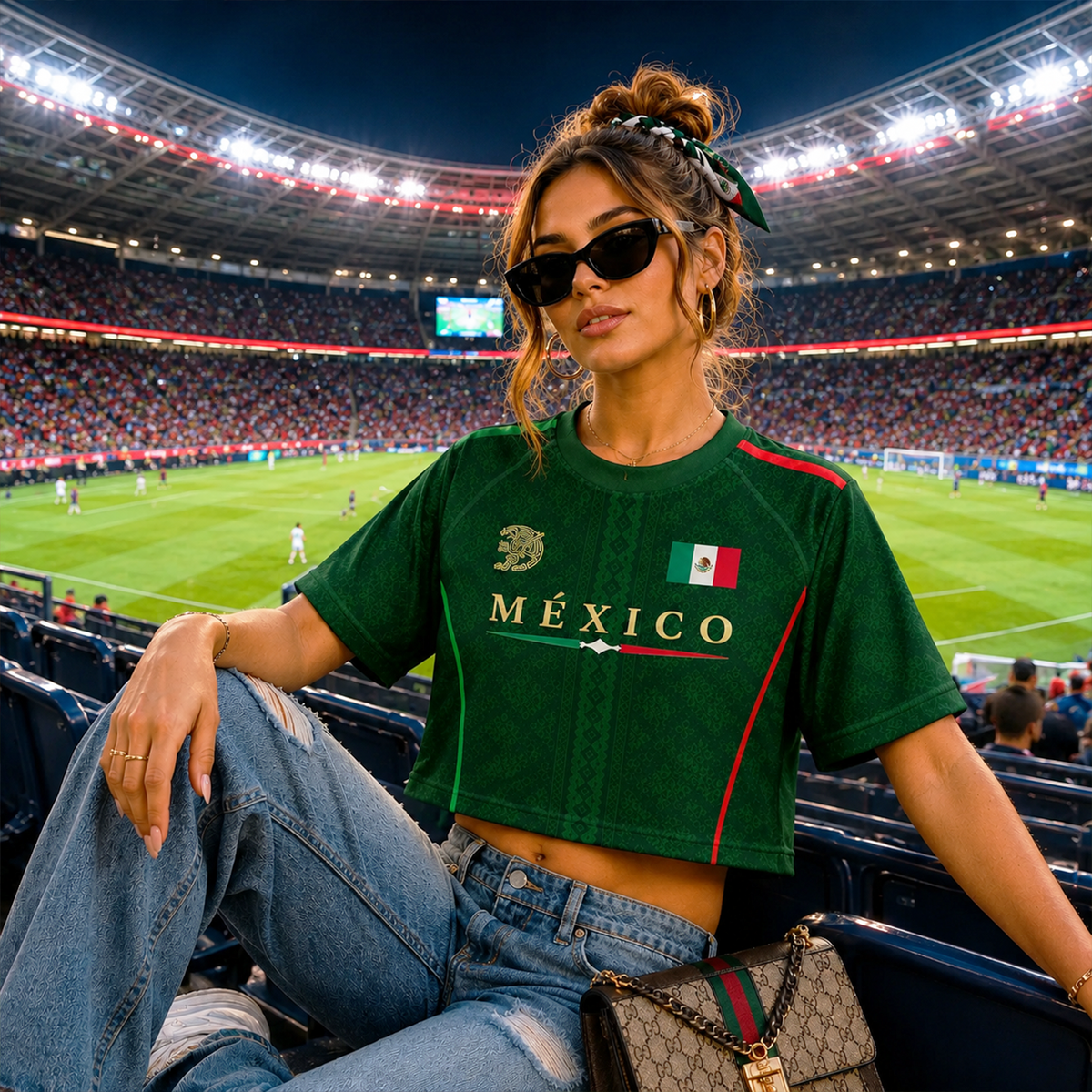 Personalized Women's Mexico World Football Jersey Crop Tee For Sport Lovers HA75 921794