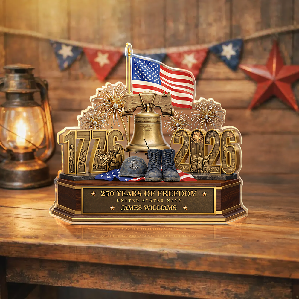 Personalized 250 Years Of Freedom 1776–2026 Acrylic Block Plaque - Veteran Gift, Patriotic Military Memorial Decor HO82 901900