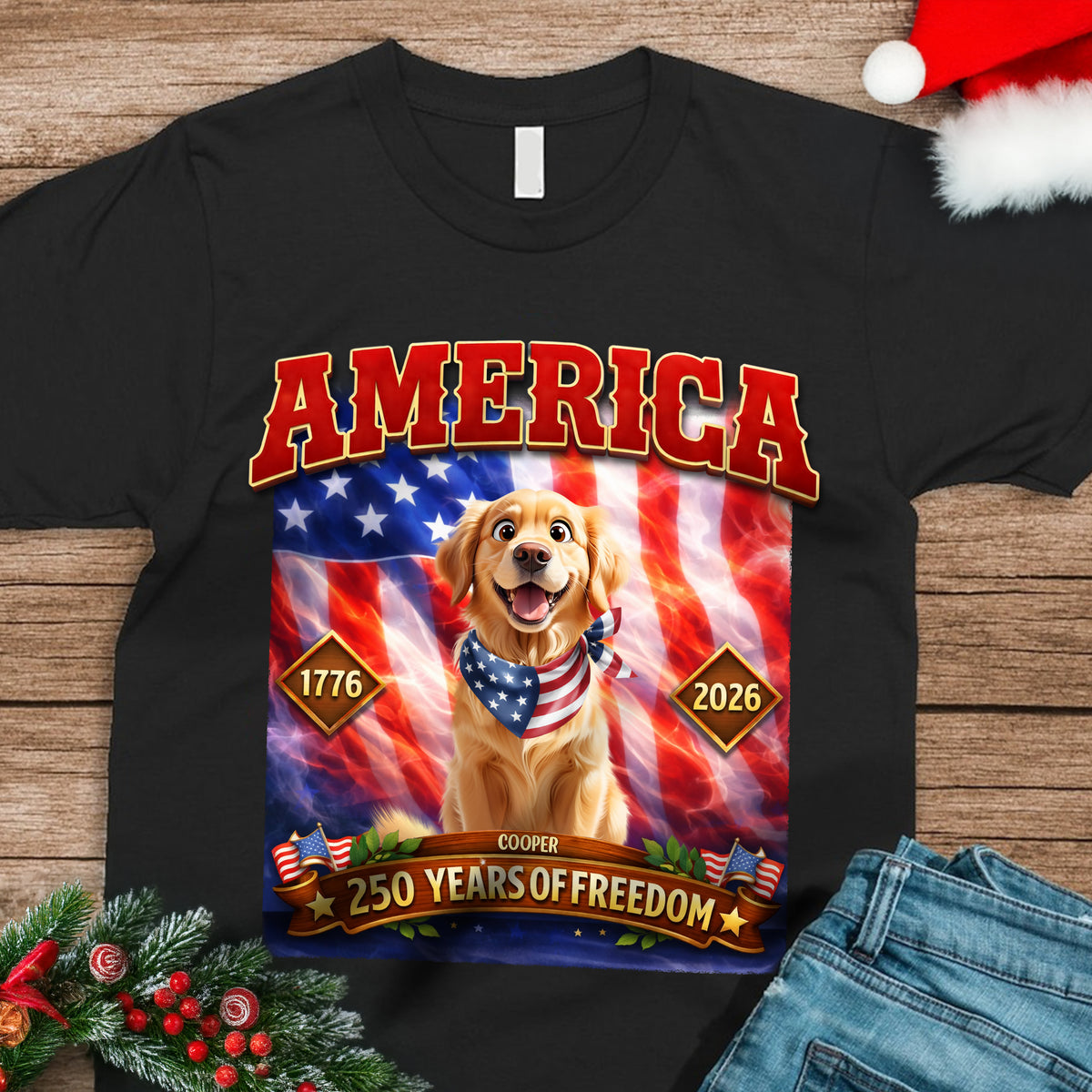 Personalized America 250 Years Of Freedom Dog Dark Shirt HA75 920252