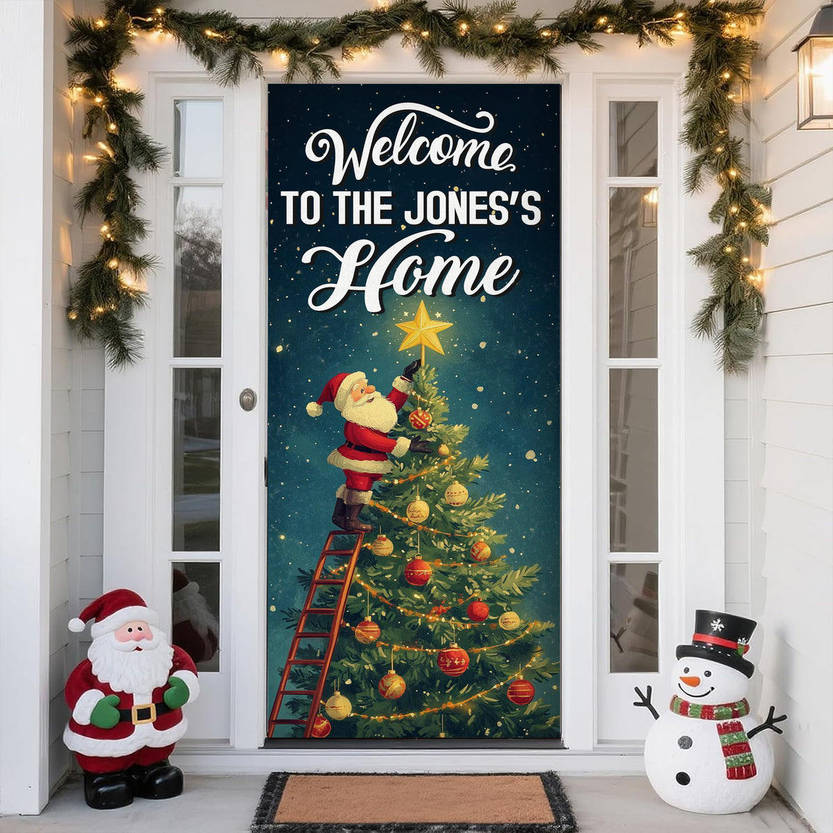 Custom Santa Background Welcome To My Home Decoration Door Cover LM32 895655