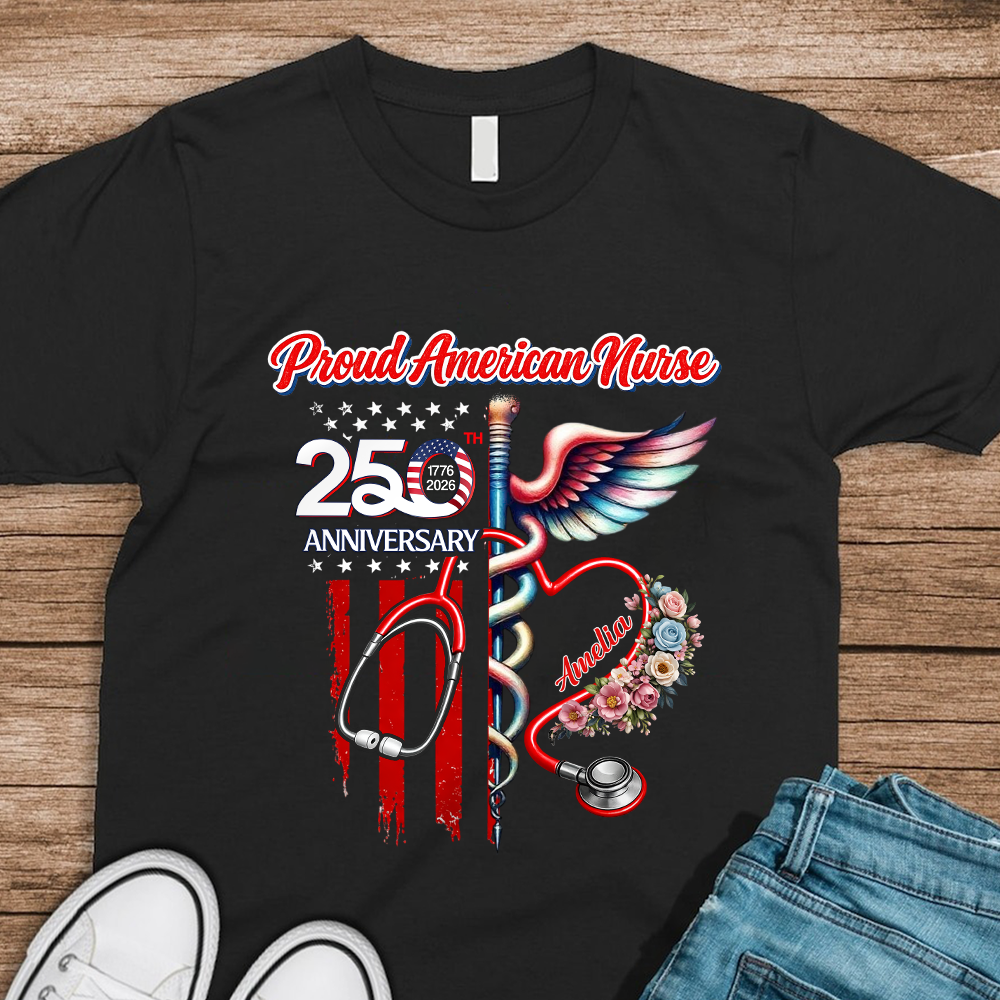 Custom Name Proud American Nurse With America 250 Dark Shirt HO82 901290