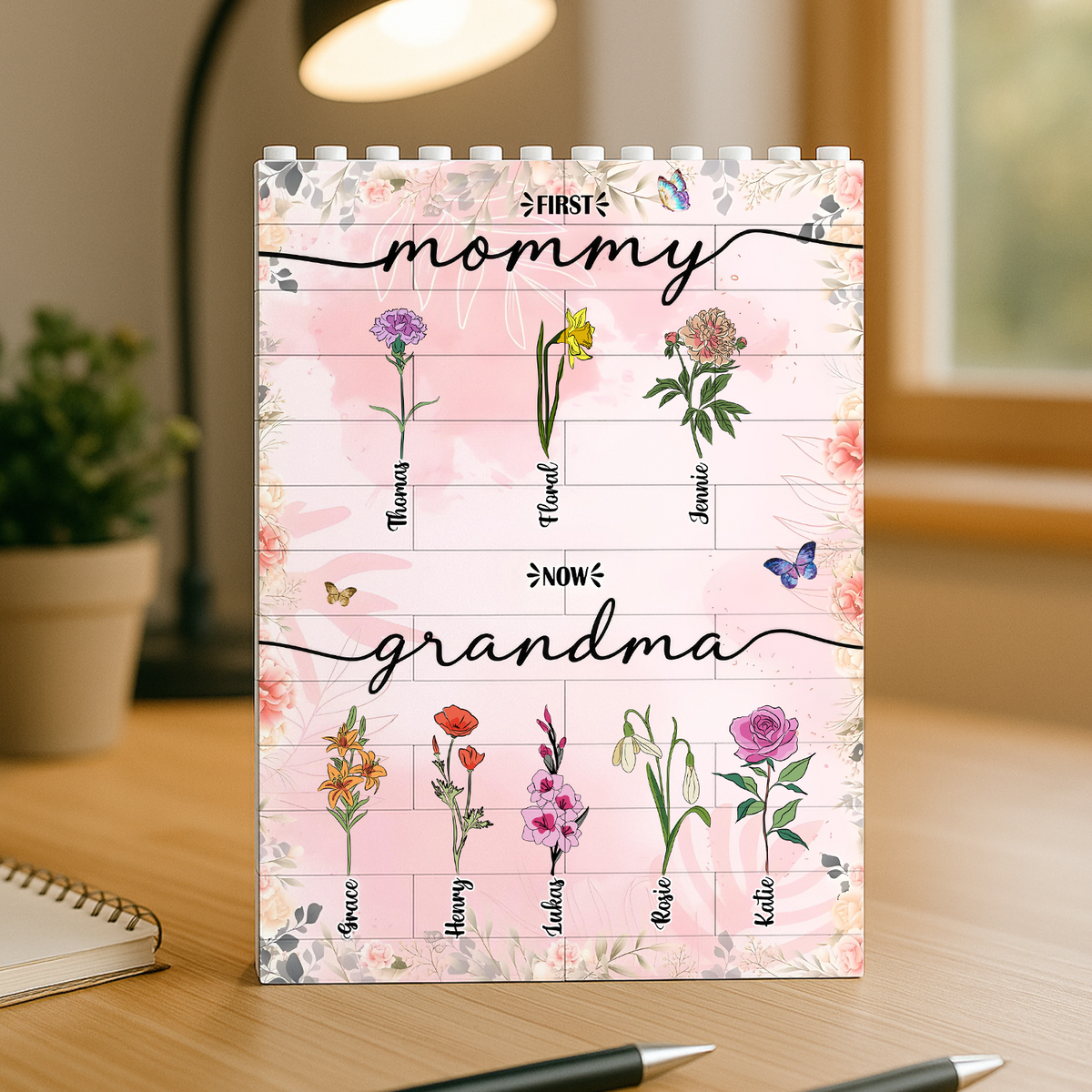 Personalized First Mom Now Grandma Birth Flower Bouquet Building Brick Blocks Mother's Day Gift HA75 920636