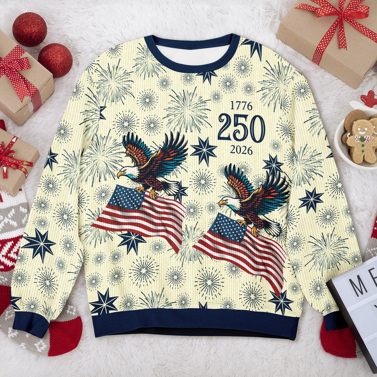 Personalized USA 250 Anniversary Eagle 1776-2026 Ugly Sweater TH10 171101