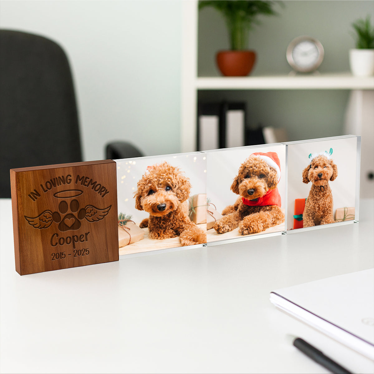Custom Photo In loving Memory Dog Memorial Wooden & Acrylic Photo Block Set HA75 892700