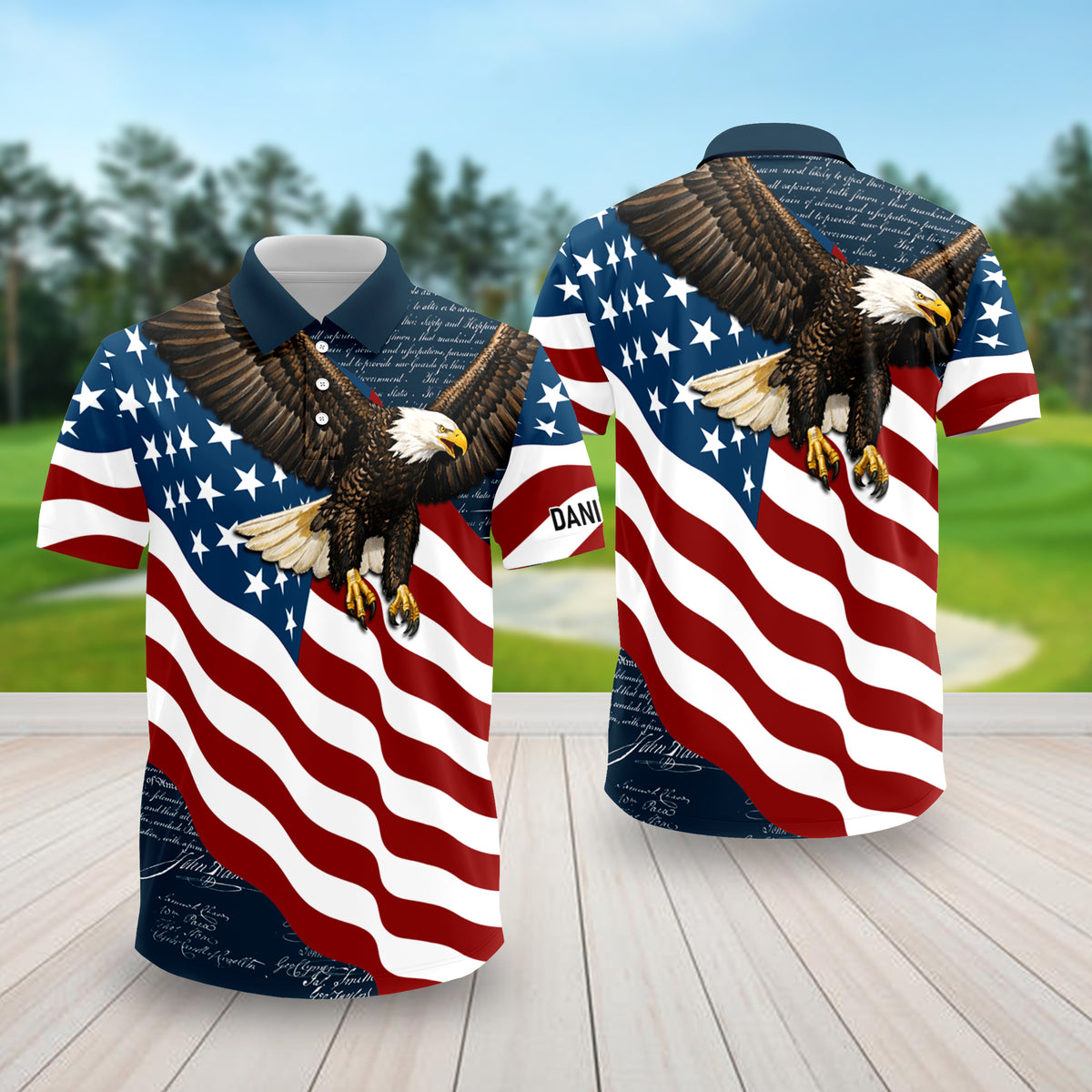Custom Name Eagle US Flag Personalized Patriotic Polo Shirt HA75 920752