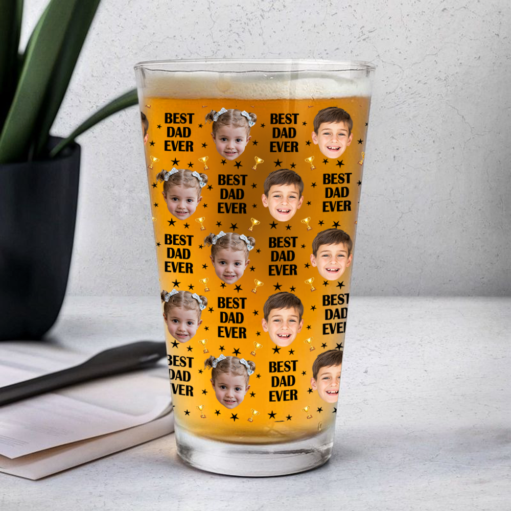 Custom Face Kids Photo, Best Dad Ever Beer Glass TH10 892715