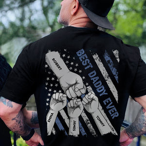 Fist Bumps Dad & Kid US Flag Back Shirt Personalized Father's Day Gift CH07 895856