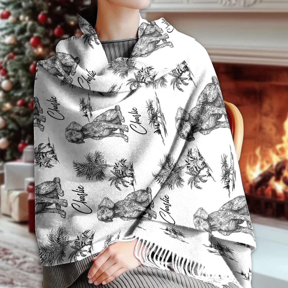 Personalized Dog Breeds Chinoiserie Toile De Jouy Style Scarf HO82 900756