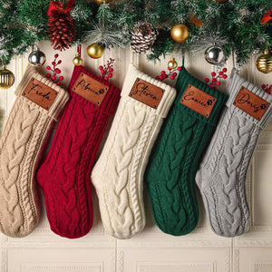 Custom Name Engraved Leather Patch Christmas Stocking HO82 900518