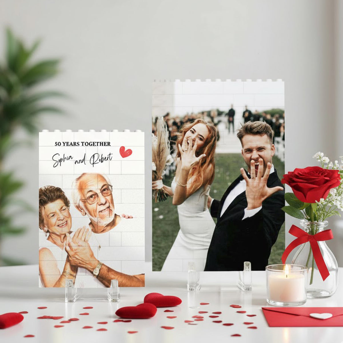 Custom Couple Photo Side By Side, A Lifetime Together Building Brick Blocks LM32 899157