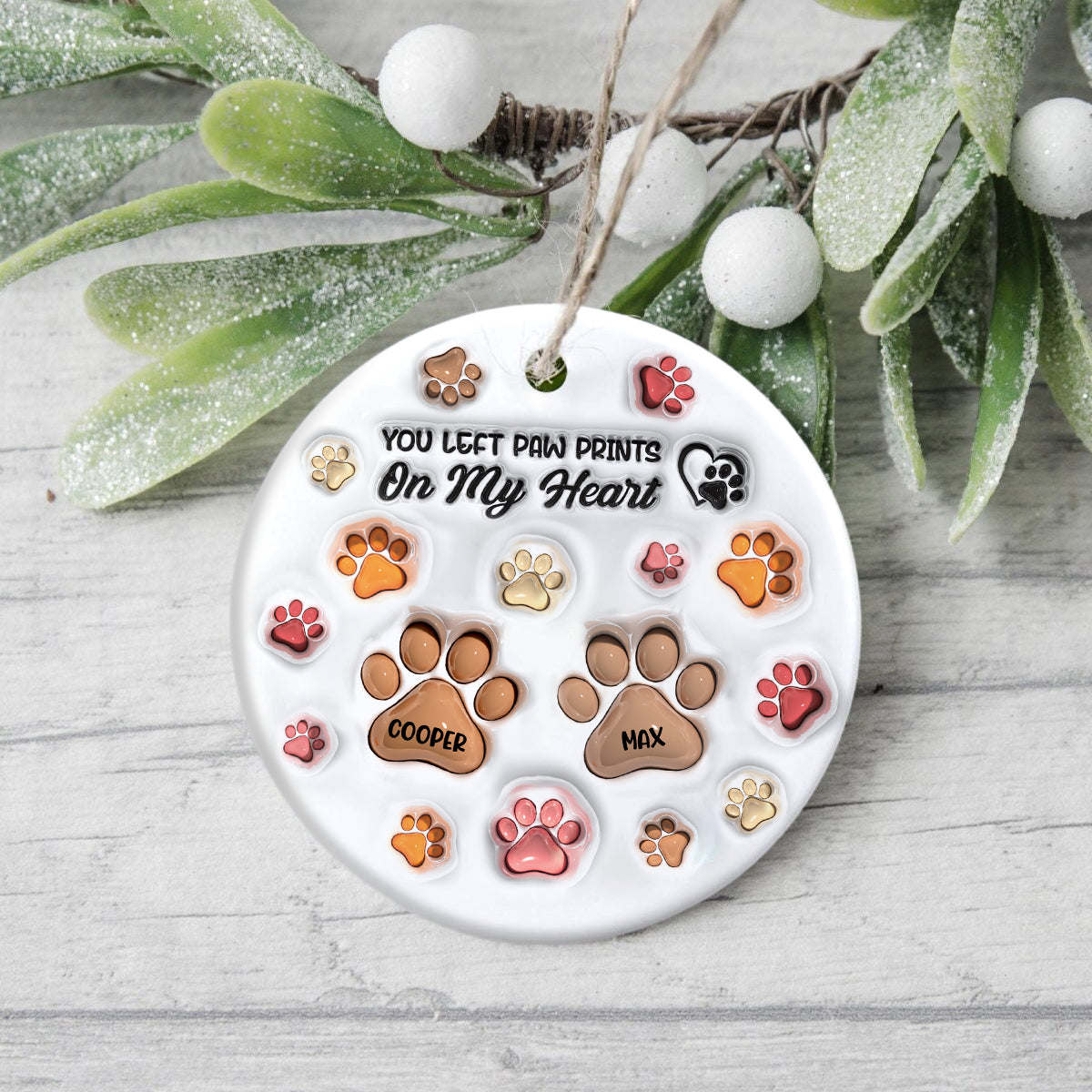 You Left Paw Prints On My Heart 3D Inflated Effect Ceramic Ornament Personalized Gift For Dog Lover HO82 894582