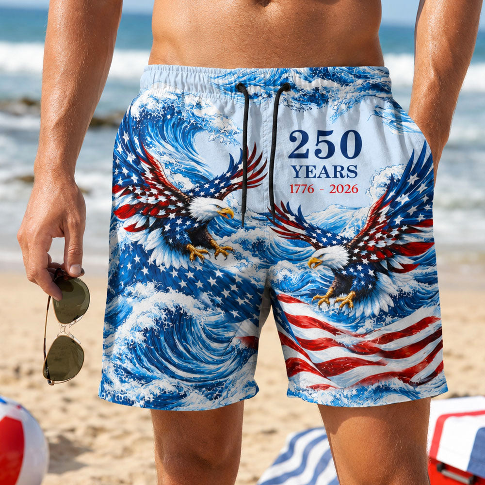 Patriotic Eagle 250 Years Freedom USA Flag Beach Short LM32 669361