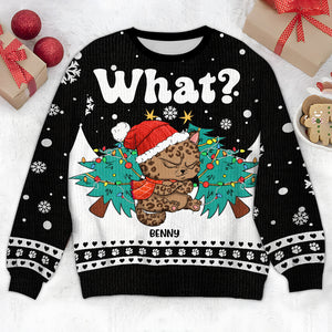 Cat What With Christmas Tree Ugly Sweater For Cat Lovers Personalized Gift HO82 893050