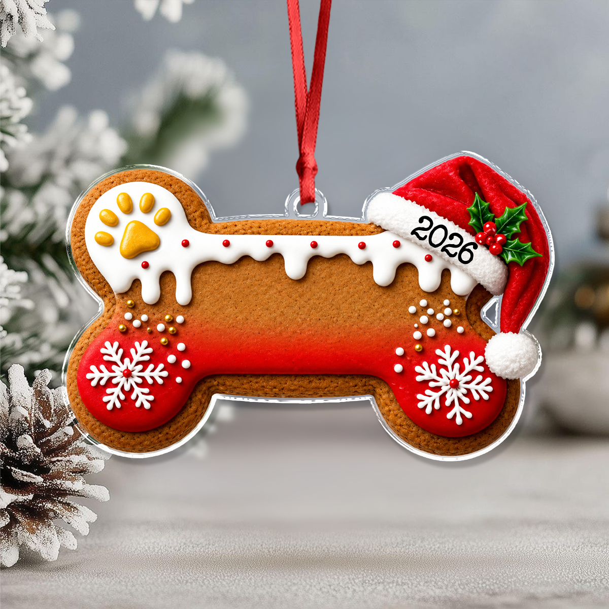 Custom Dog Bone Gingerbread Christmas Acrylic Ornament Gift For Dog Lovers TH10 170687