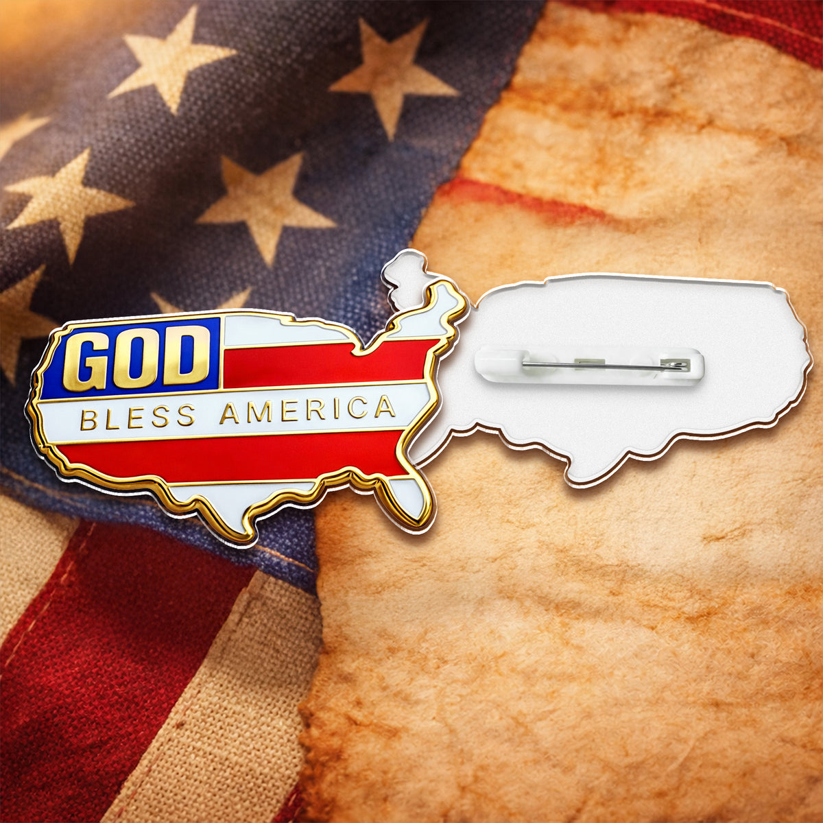 God Bless America - USA Flag Acrylic Pin HA75 920962