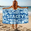 Custom Name Tropical Hawaiian Floral Beach Towel – Summer Vacation Beach Gift LM32 899665