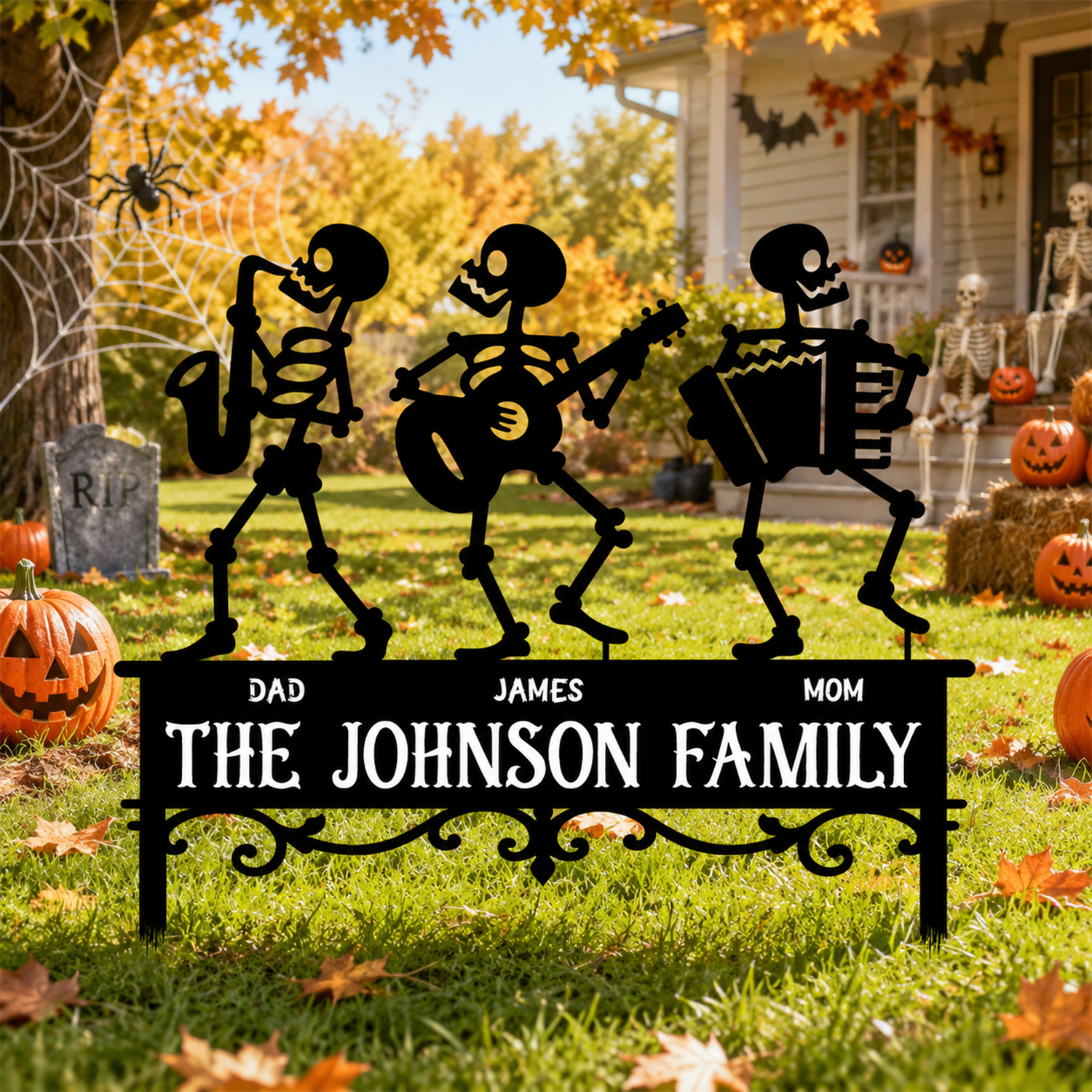 Custom Family Member Skeleton Garden Stake - Personalized Gifts for Halloween CH07 180210