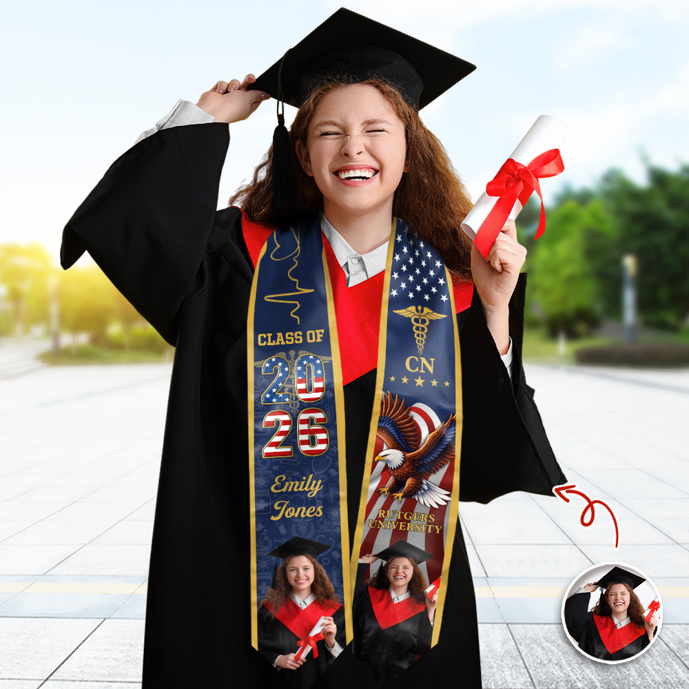 Custom Photo USA 250th Anniversary Nursing Graduation Stole HO82 901714