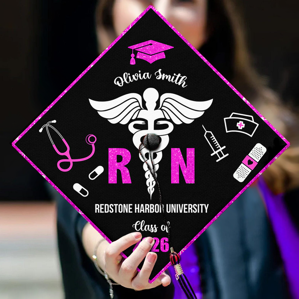 Personalized Nurse Class of 2026 RN Grad Graduation Cap Topper CH07 910892