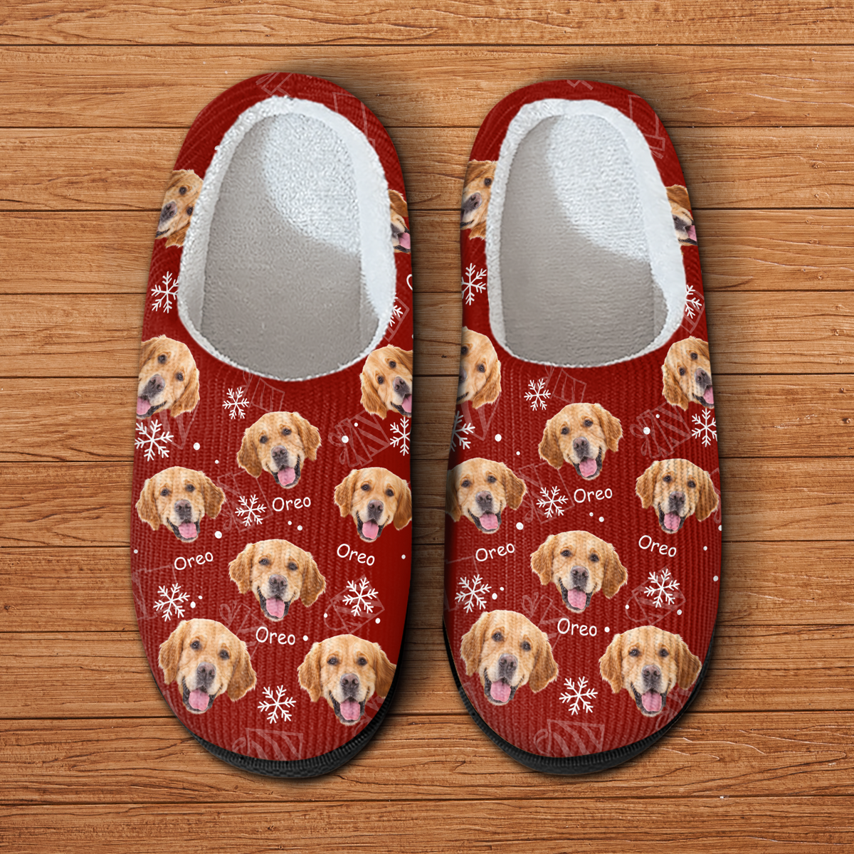 Custom Photo Pet Merry Christmas Slippers Cozy Holiday Gift for Pet Parents HO82 903446