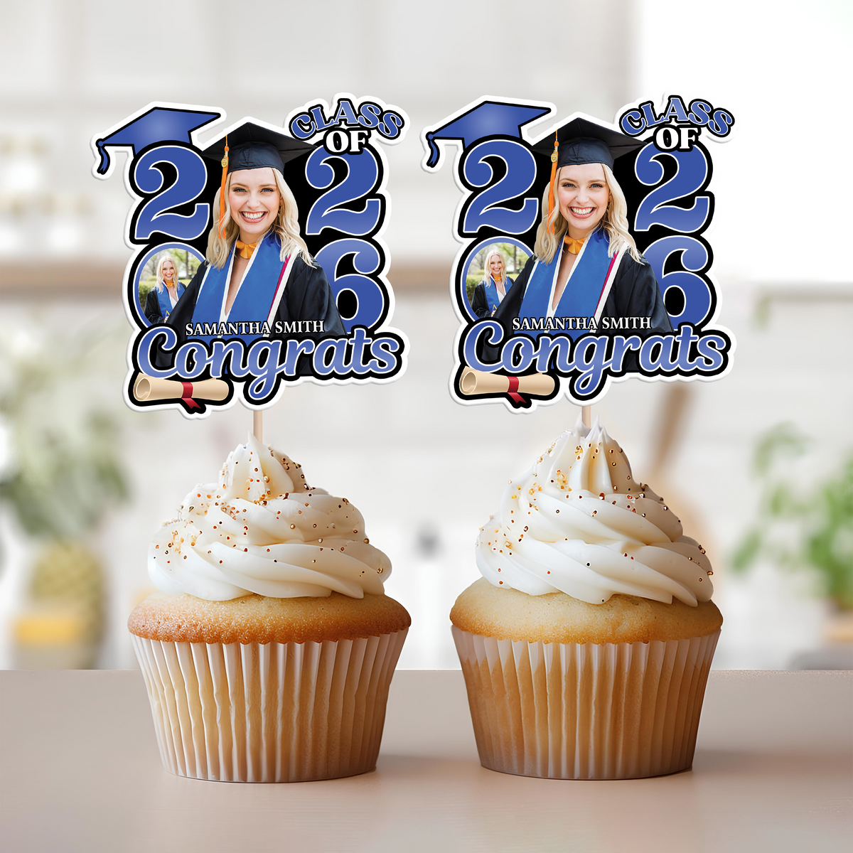 Custom Photo Congrats Class Of 2026 Cupcake Toppers HA75 920834