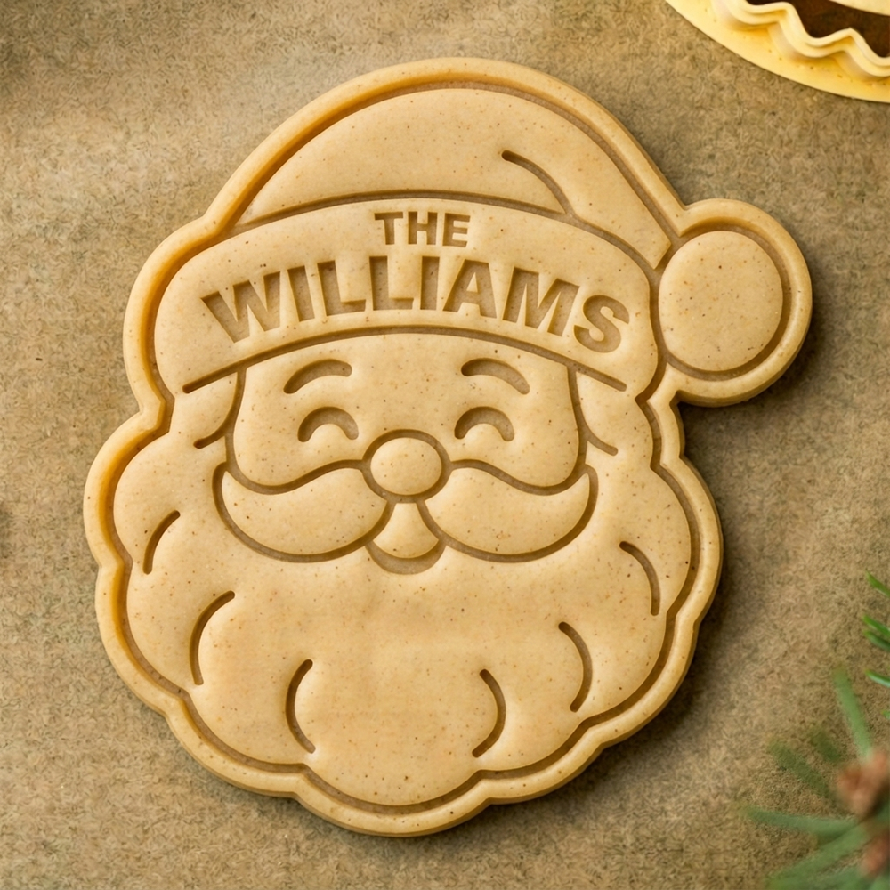 Personalized Family Name Santa Cookie Cutter and Stamp, Personalized Holiday Baking Gift CH07 181150
