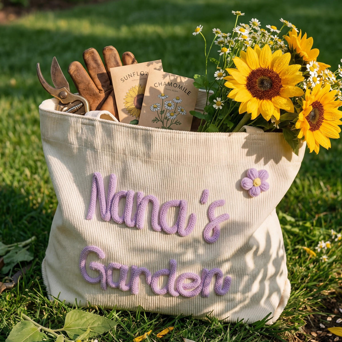 Personalized GIGI Corduroy Chunky Yarn Tote Bag, Mother's Day Surprise Gift for Grandma LM32 899769