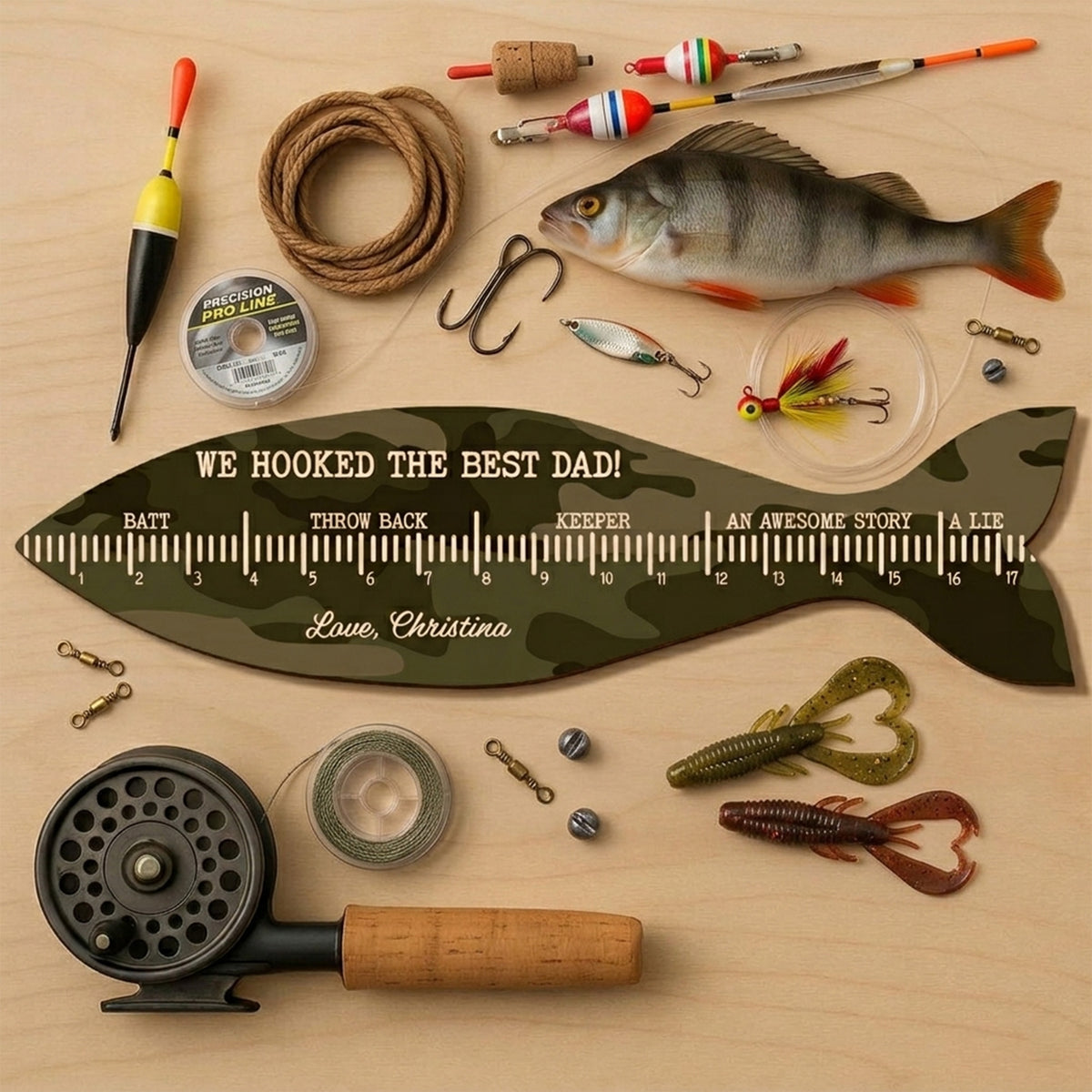 Personalized Funny Fishing Ruler For Dad Grandpa Door Sign Fathers Day Gift HO82 902624