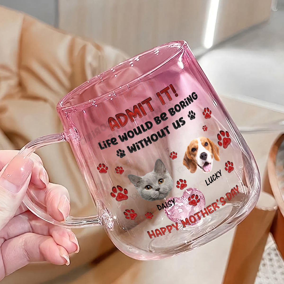 Custom Photo Life Would Be Boring Without Me Dog Cat Gradient Glass Mug HO82 901810