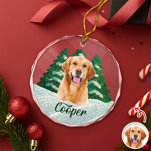 Custom Photo Dog Mosaic Style Glass Ornament Christmas Gift LM32 895047