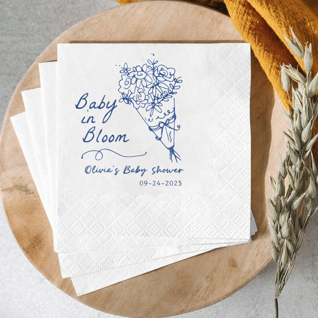 Personalized Baby Name Floral Baby in Bloom Party Beverage Cocktail Napkins LM32 899823