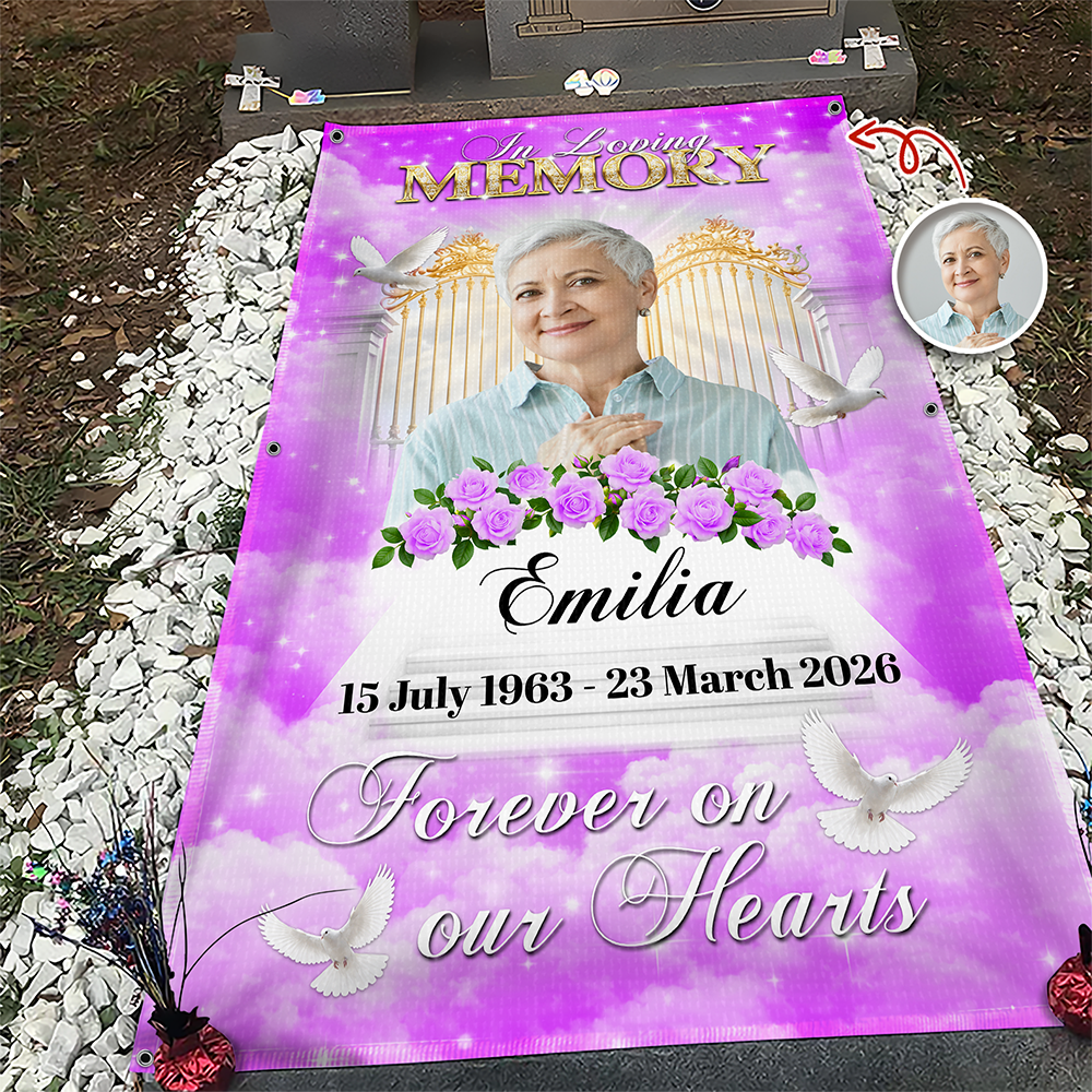 Custom Photo In Loving Memory Memorial Grave Blanket – Personalized Sympathy Gift CH07 910672