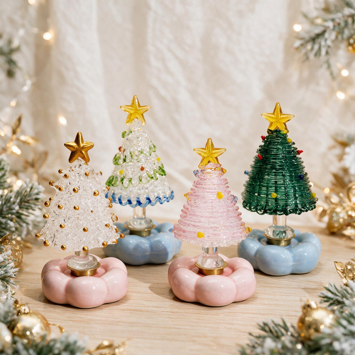 Mini Christmas Tree Stained Glass, Glass Tree Figurines, Unique Holiday Decor LM32 670263