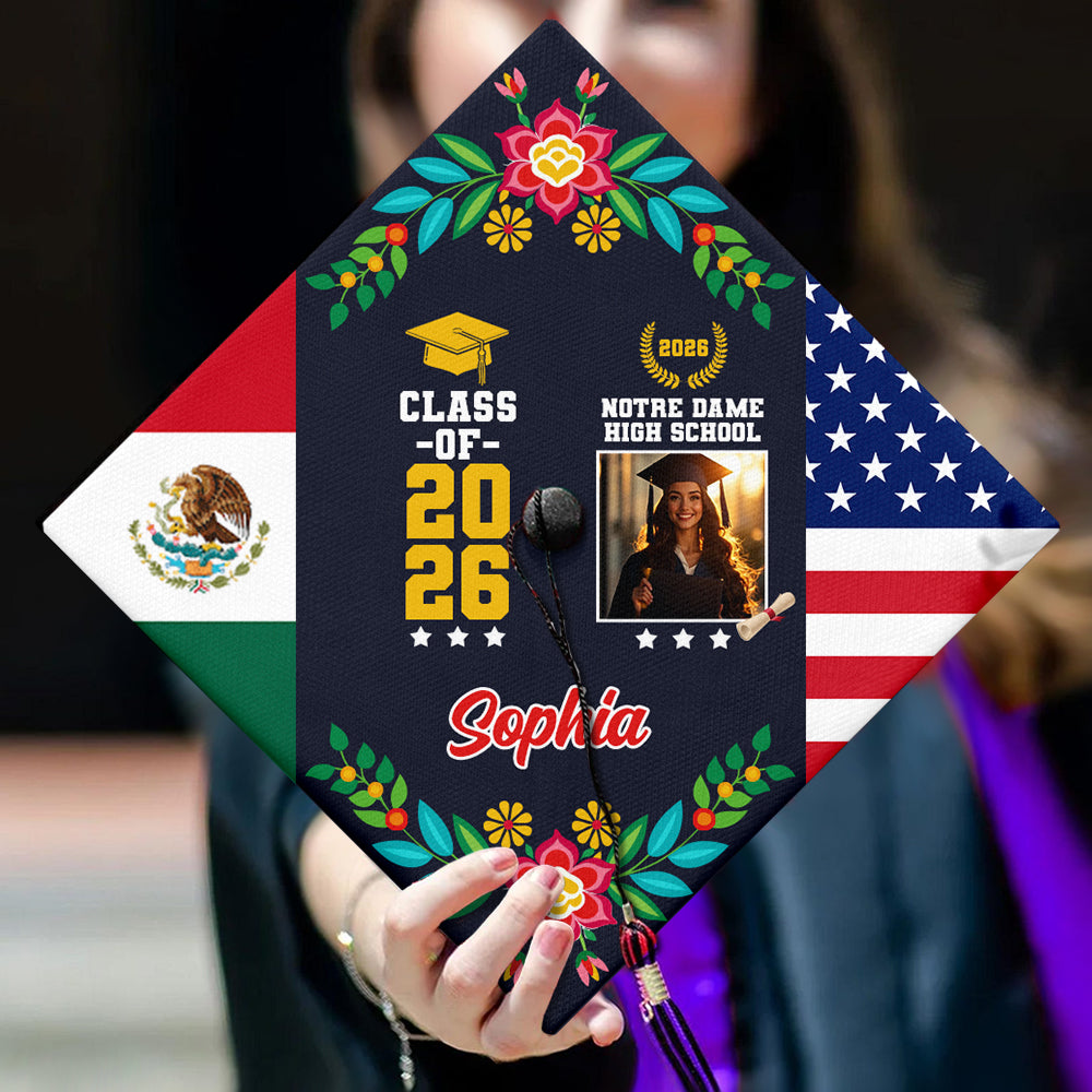 Personalized Country Flag Graduation Cap Topper Class of 2026 Gift CH07 910900