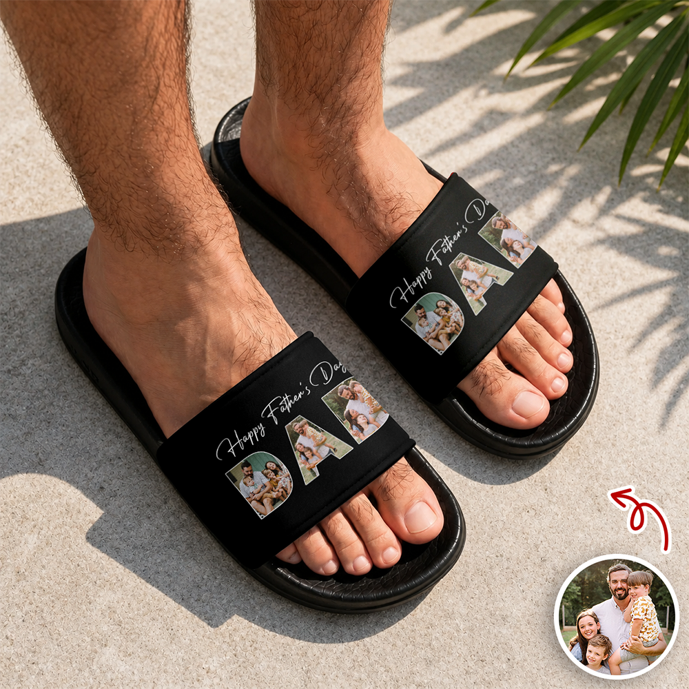 Custom Photo Happy Father's Day Personalized Slide Sandals For Family TH10 170025