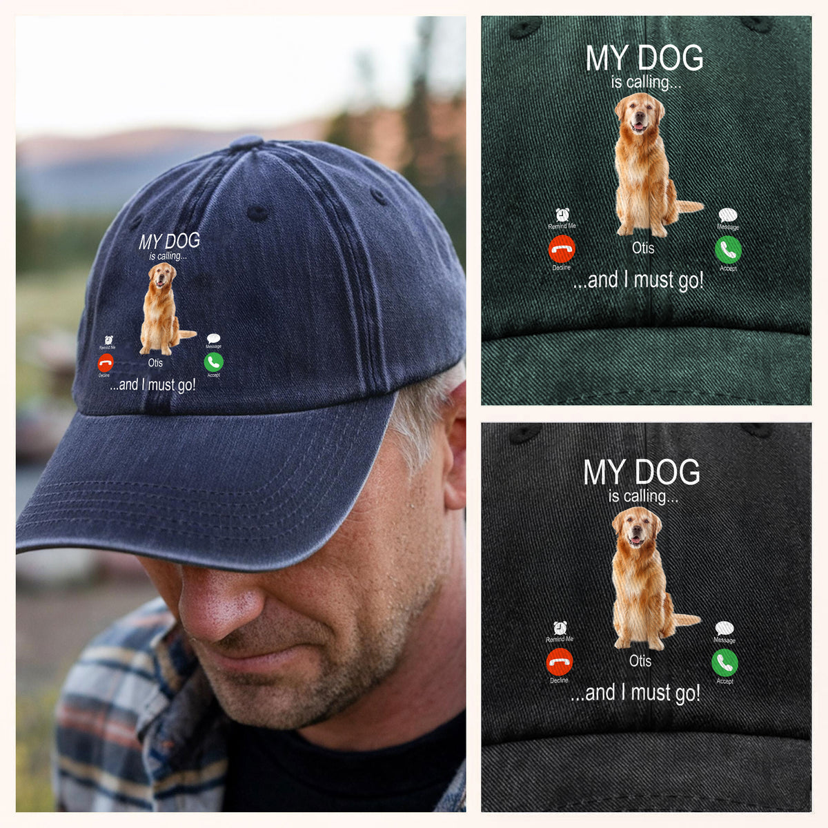 Custom Photo My Dog Is Calling Washed Denim Baseball Cap For Dog Lovers LM32 895113