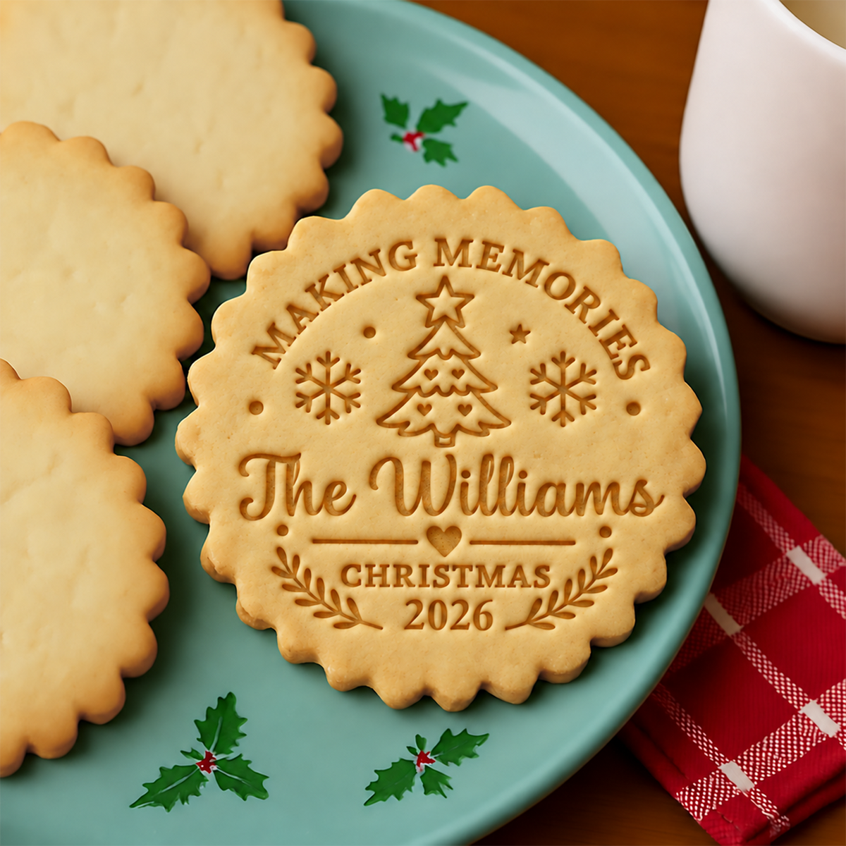 Personalized Family Name Making Memories Christmas Cookie Stamp, Holiday Baker Gift HO82 904124