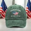Charlie Kirk - His Voice Lives On Washed Denim Baseball Cap LM32 65459